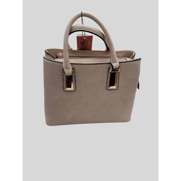 Rosani Cream Faux Leather Structured Satchel Tote Handbag Purse 10" x 13"  x 5 " - Picture 10 of 12